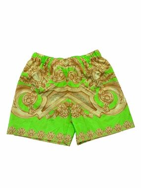 Versace Boys Size 10 Years Barocco Shorts in Lime Gold Medusa Designer